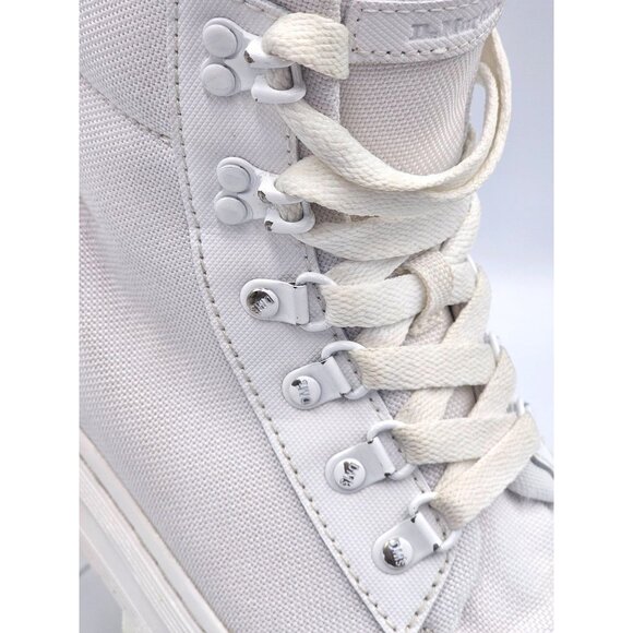 Dr Martens Women White White Canvas Combs Combat Chunky Platform Boots Sz 8 2520 - Picture 7 of 16